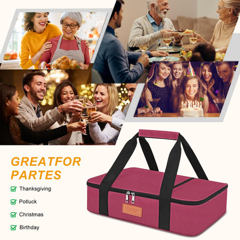 BBV casserole carrier fits 9x13 dish and accessories for on-the-go serving.
