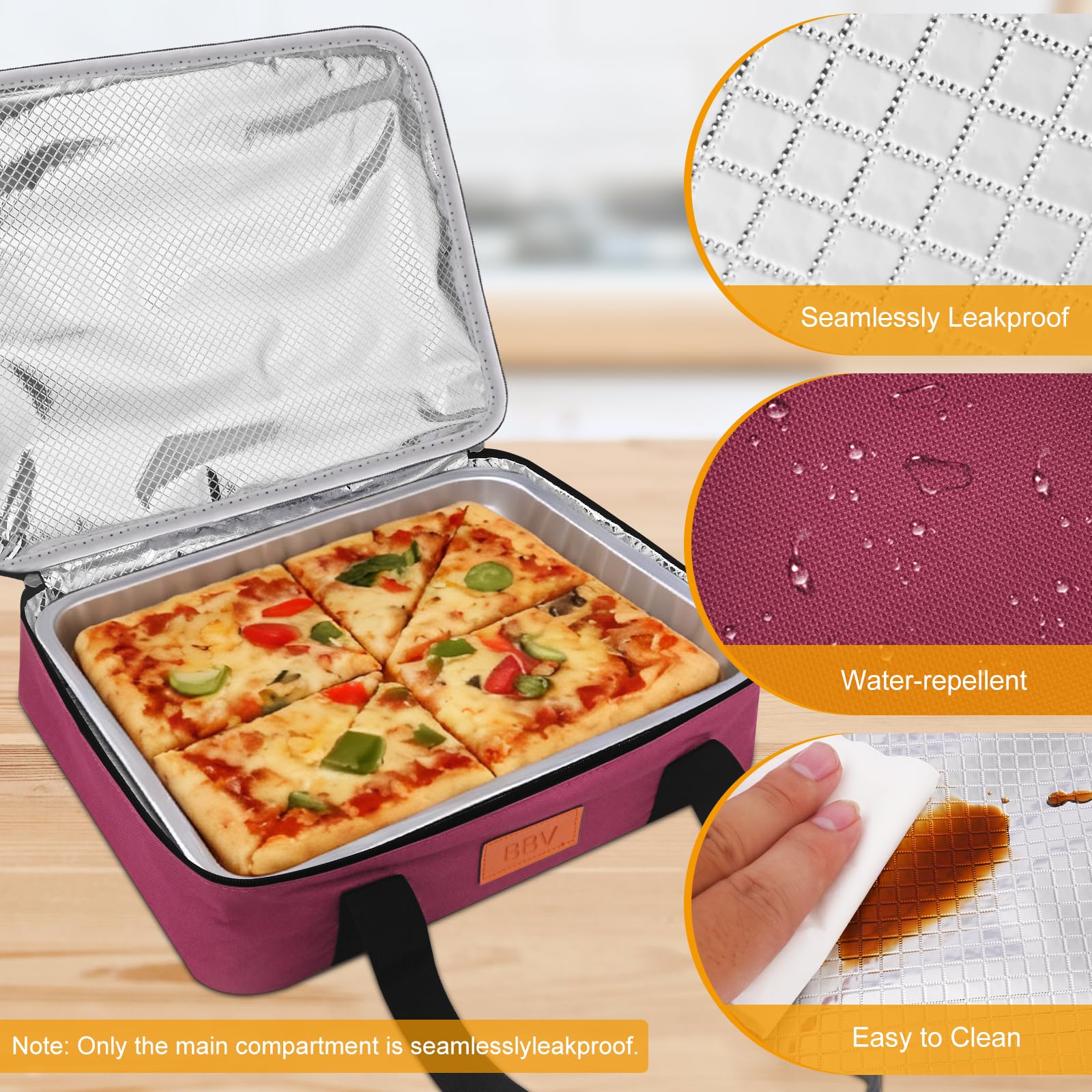 BBV carrier zipper close-up emphasizing durable two-way zipper and leak-proof design.