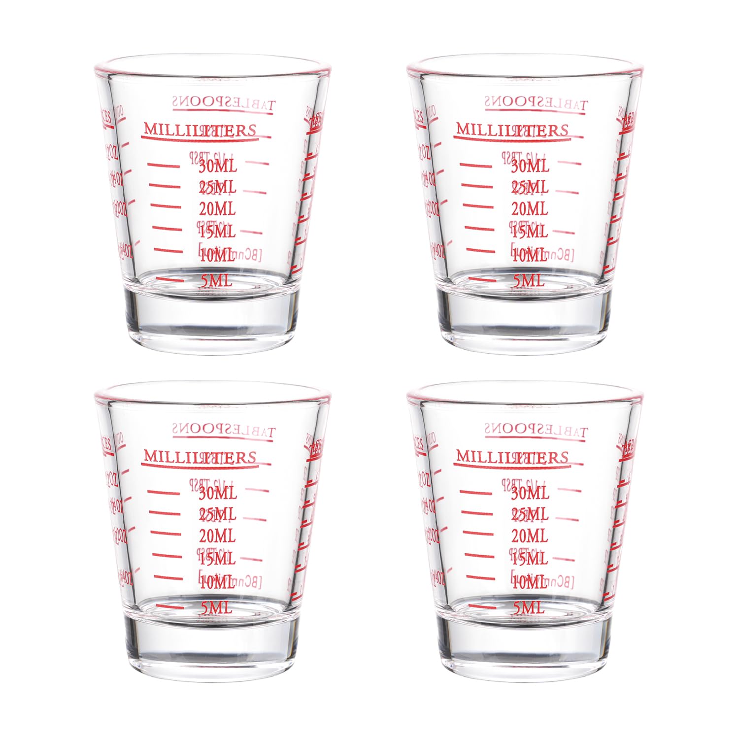 BCnmviku 4-pack shot glasses with measuring cups for precise pours