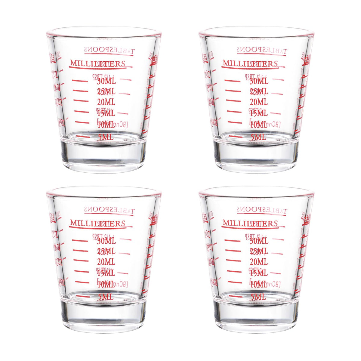 BCnmviku 4-pack shot glasses with measuring cups for precise pours
