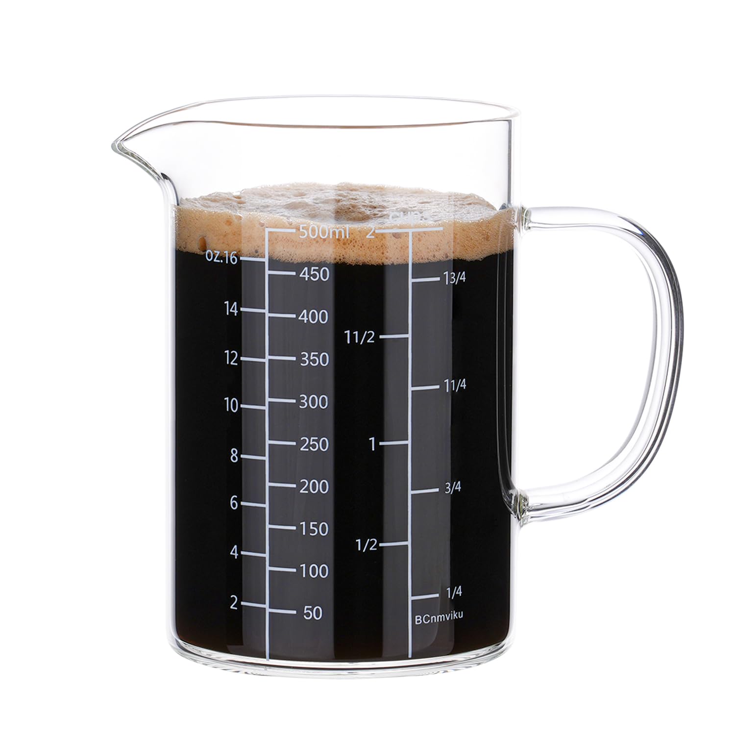 BCnmviku 500ML glass measuring cup with handle for precise pouring and easy handling