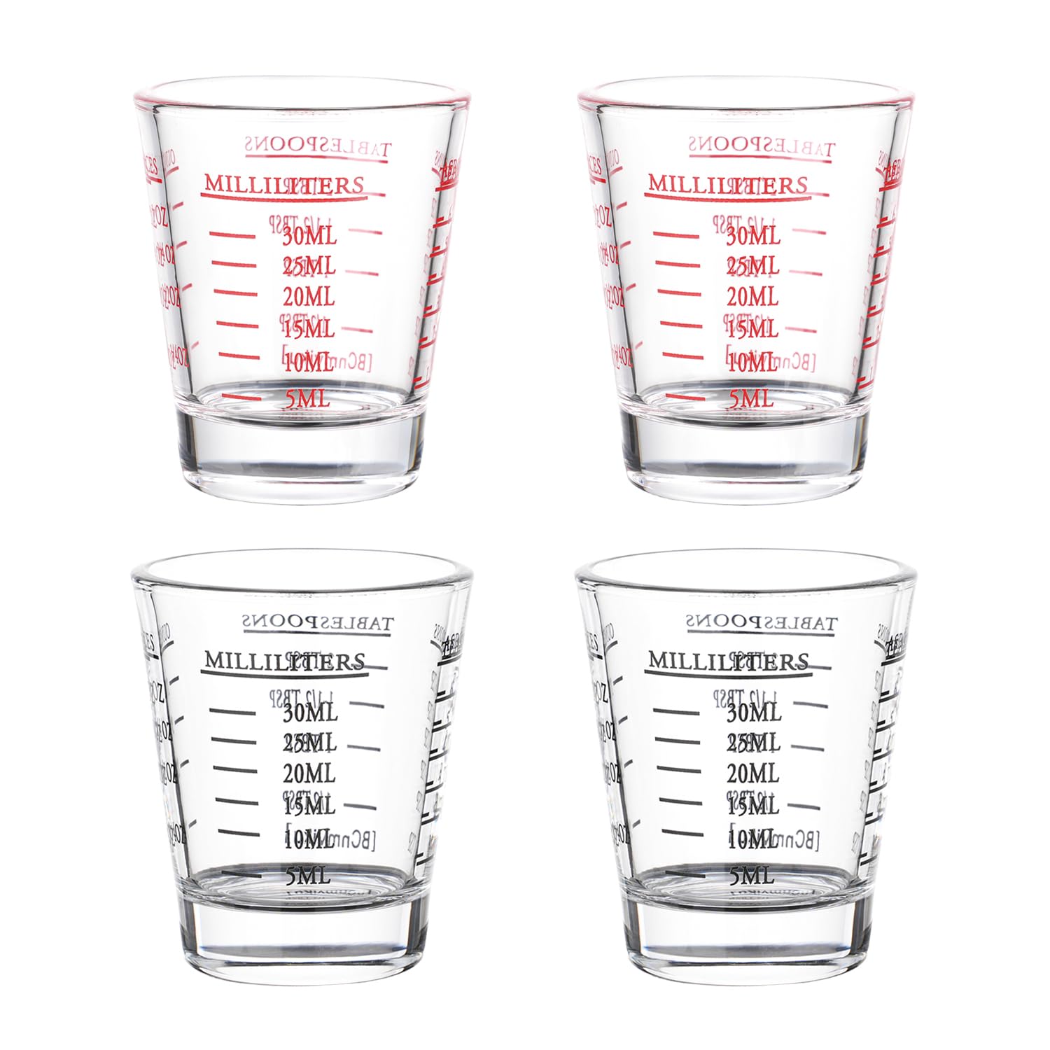 BCnmviku shot glasses with 1oz marking for precise espresso doses