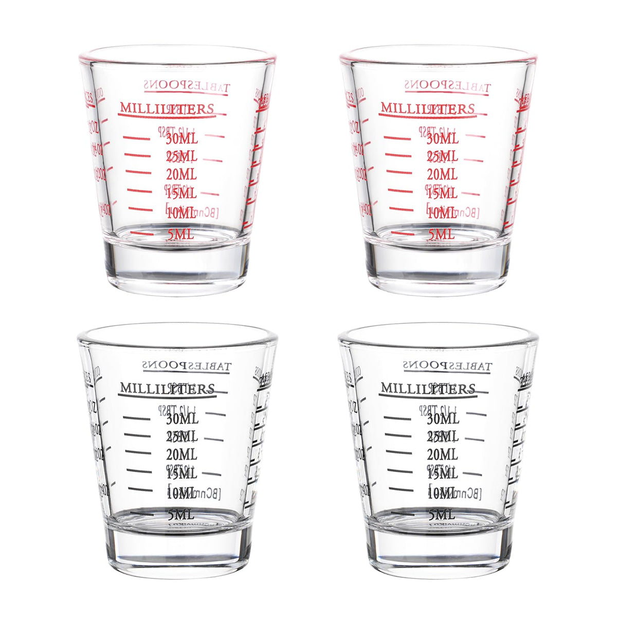 BCnmviku shot glasses with 1oz marking for precise espresso doses