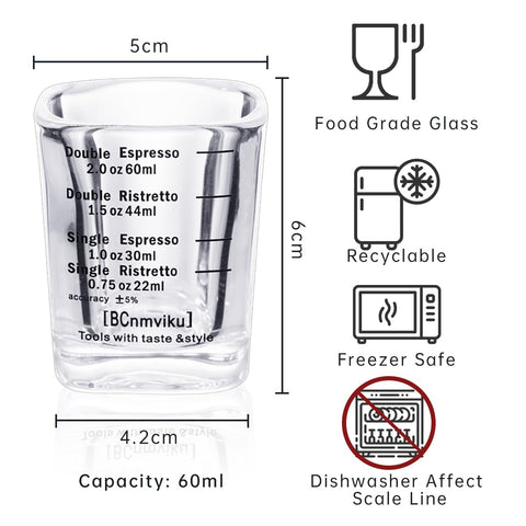 BCNMVIKU square-design espresso glass elevates shots and tastings.