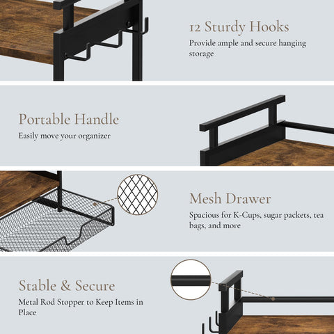 BCOZLUX coffee bar organizer compact design fits small kitchens and offices.