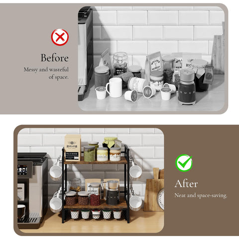 BCOZLUX coffee bar organizer K-Cup drawer neatly stores pods for quick mornings.