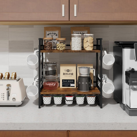 BCOZLUX coffee bar organizer at home office counter promoting tidy space.