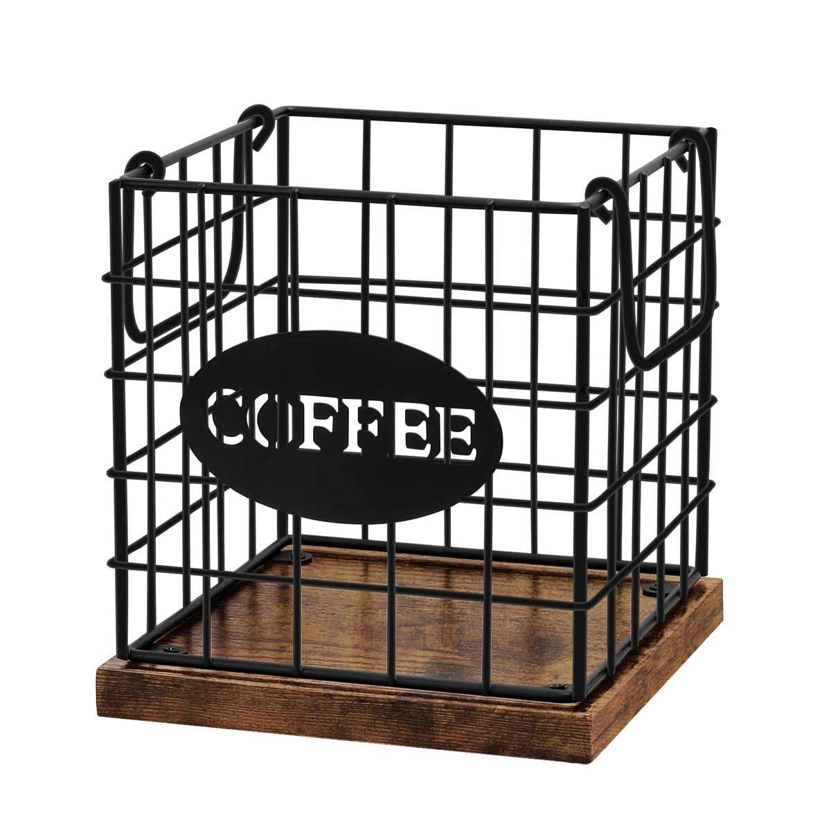 BCOZLUX coffee pod holder with rustic base keeps pods within easy reach