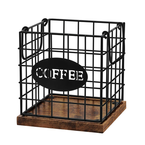 BCOZLUX coffee pod holder with rustic base keeps pods within easy reach