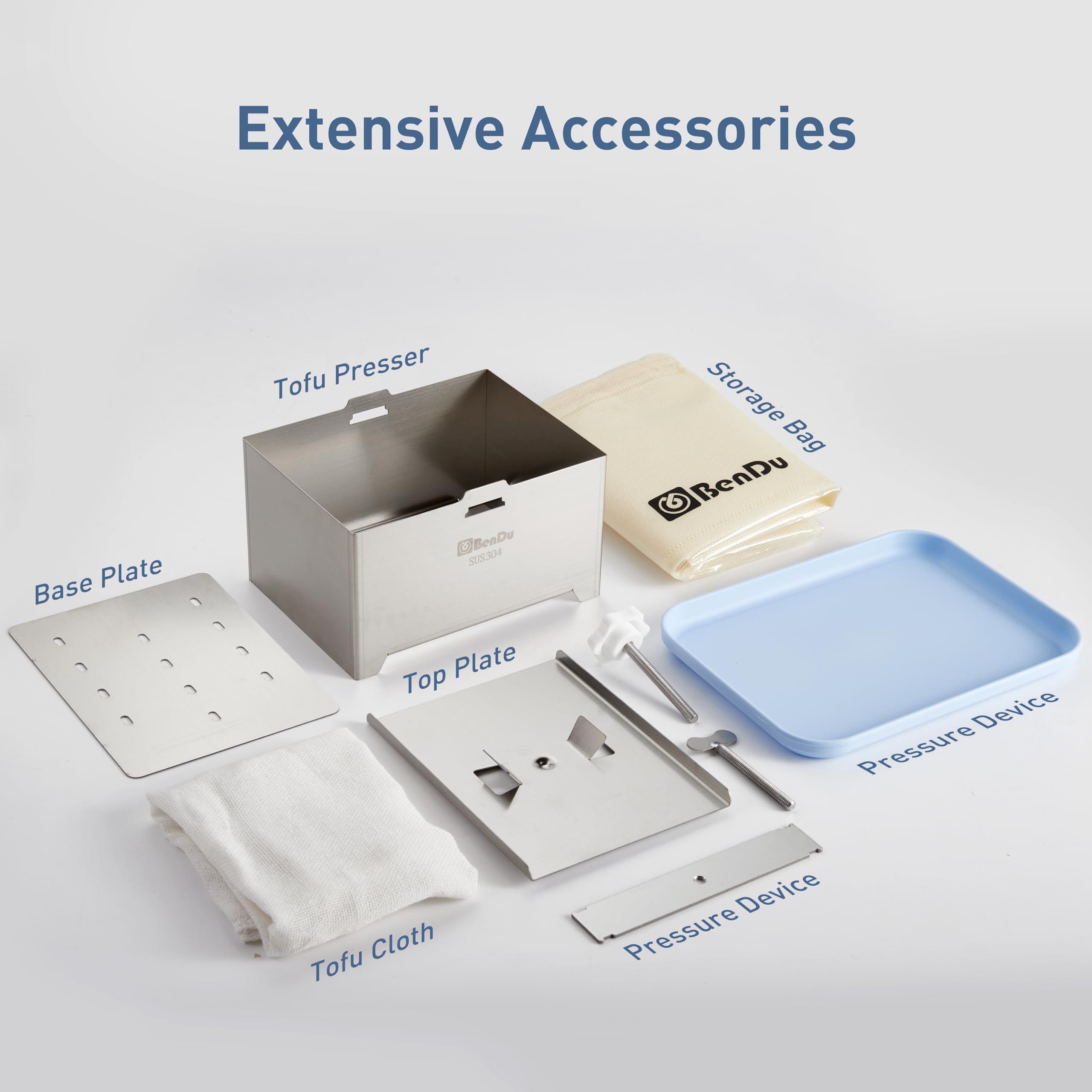 bd.Ai Bendu Tofu Press uses 304 stainless steel for safe, durable food-contact parts.