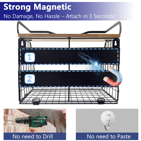 Bealy magnetic shelf guardrail top edge supports heavy jars
