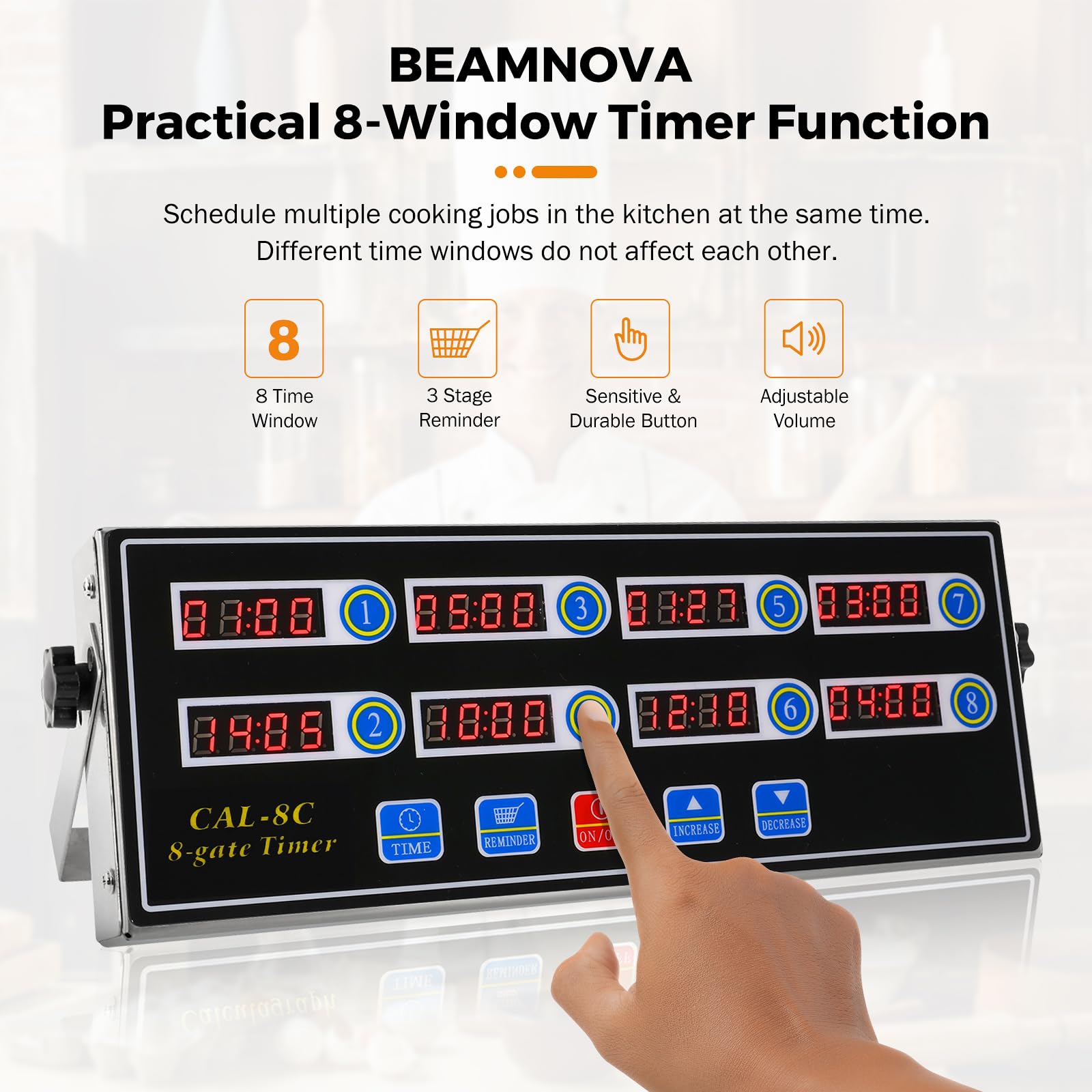 BEAMNOVA 8-channel timer side angle showing compact footprint
