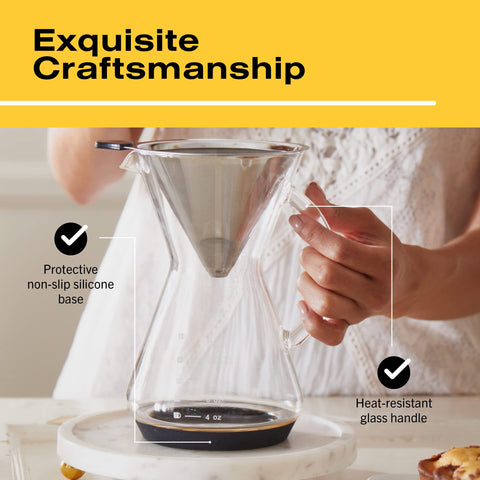 Bean Envy borosilicate glass body resists heat and preserves pure taste