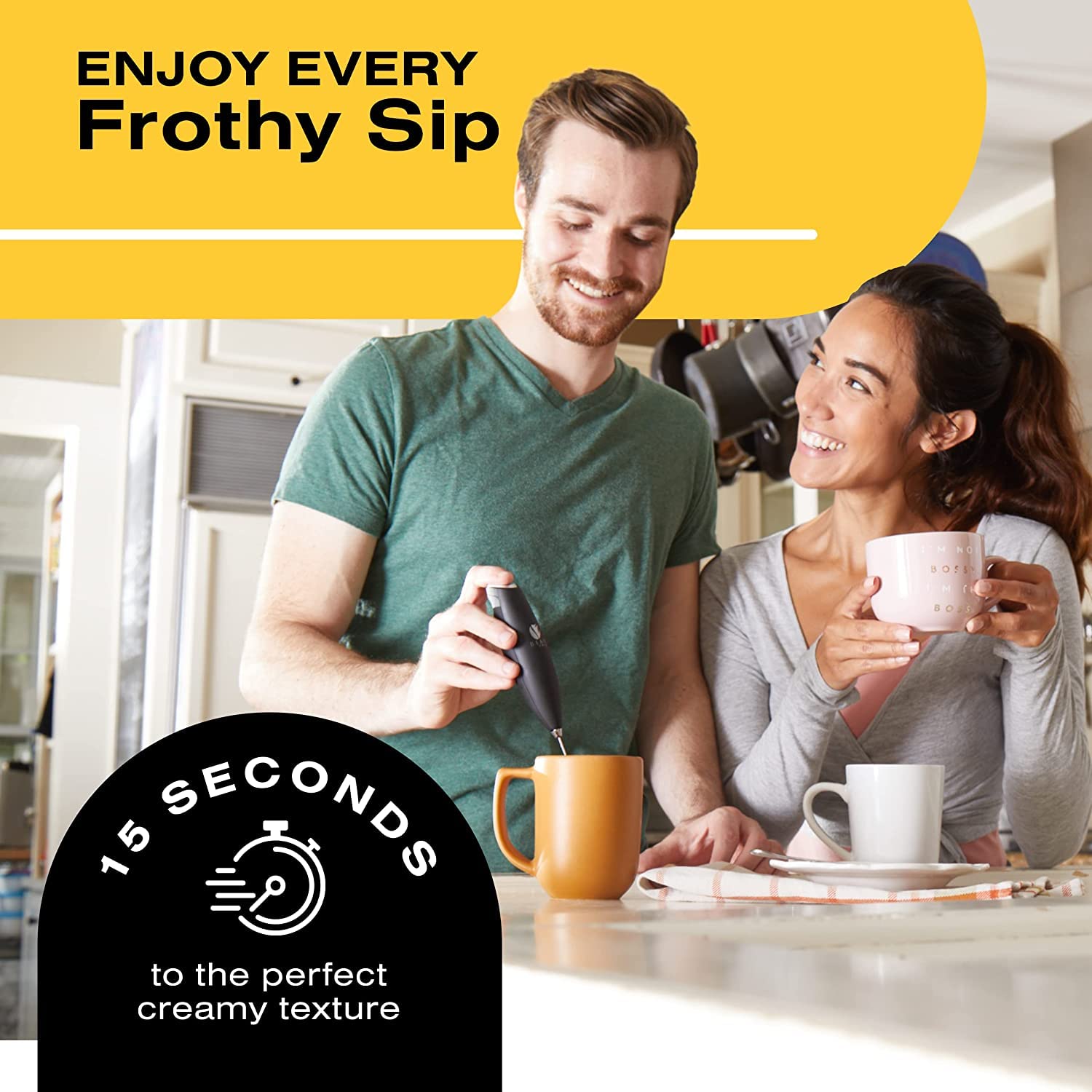 Bean Envy Milk Frother battery compartment highlights wireless operation for mess-free frothing.