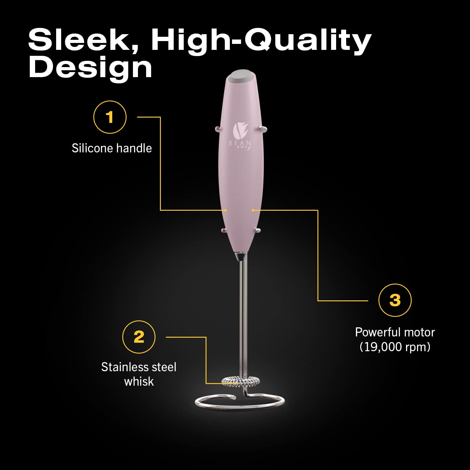 Bean Envy Milk Frother matcha whisk illustrates versatile use beyond milk foams.