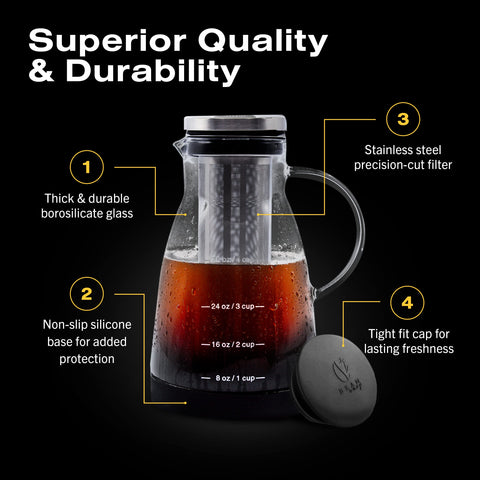 Bean Envy silicone non-slip base keeps the pitcher steady.