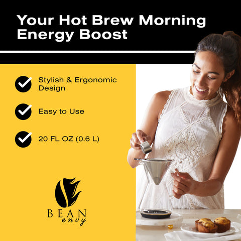 Bean Envy stainless steel filter delivers smooth flavor with zero paper waste