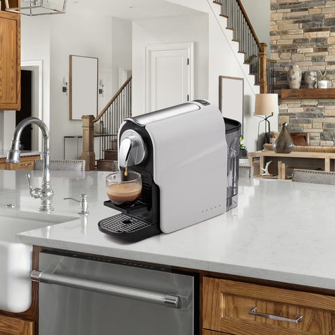 Beanglass espresso pod machine with removable 22 oz water tank for easy refills.