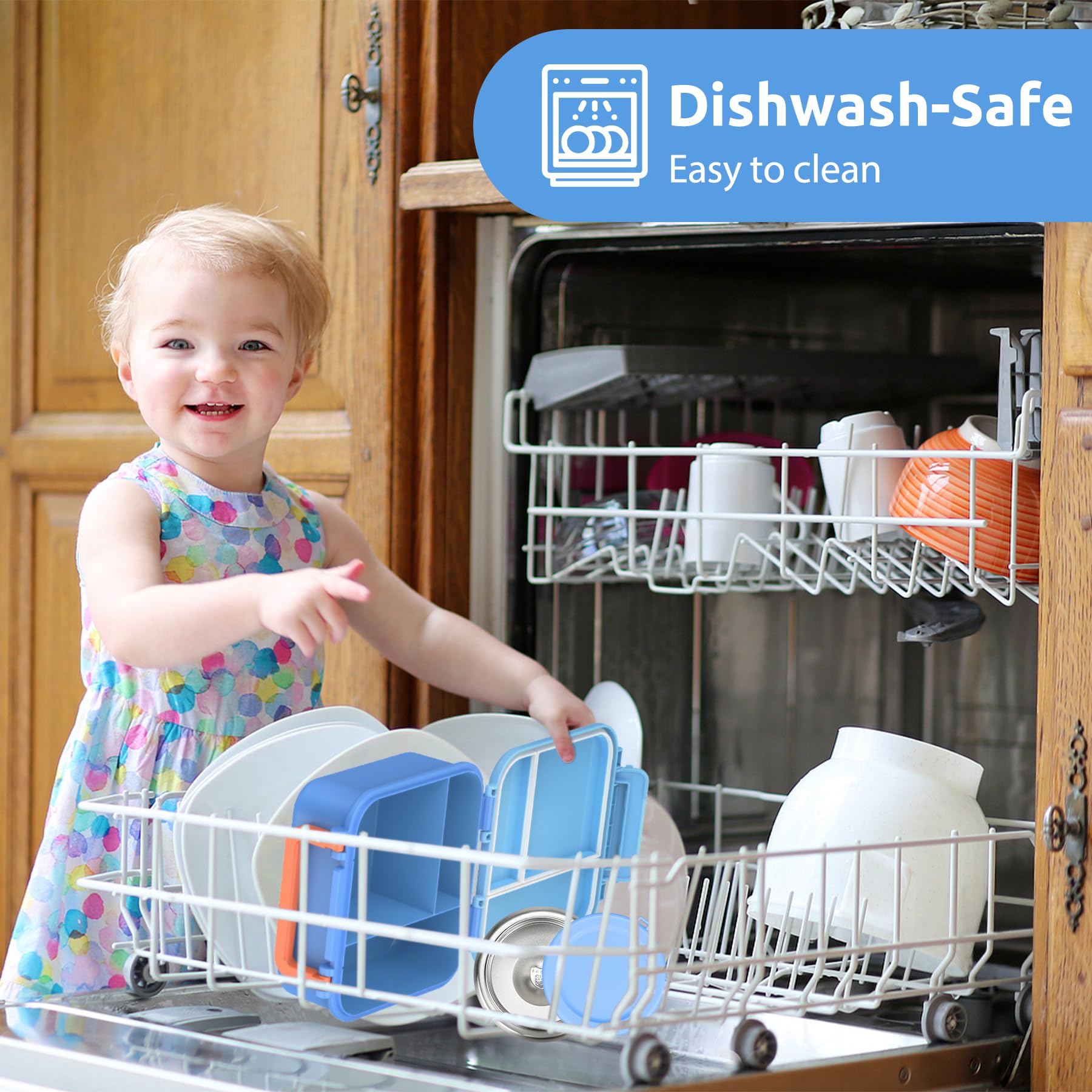 BEAQUEE easy-open latch enables kids to access meals easily.