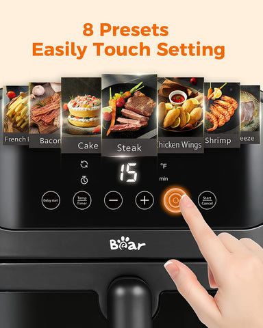 Bear air fryer all-metal interior designed for even heat distribution.