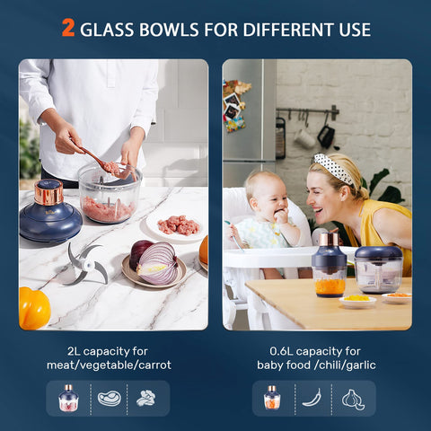 Bear Food Processor 2.5-cup bowl ready for quick prep tasks.