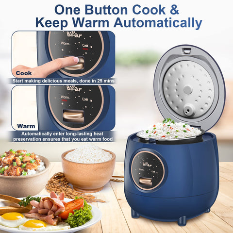 Bear Mini Rice Cooker detachable lid demonstrates easy cleaning design.