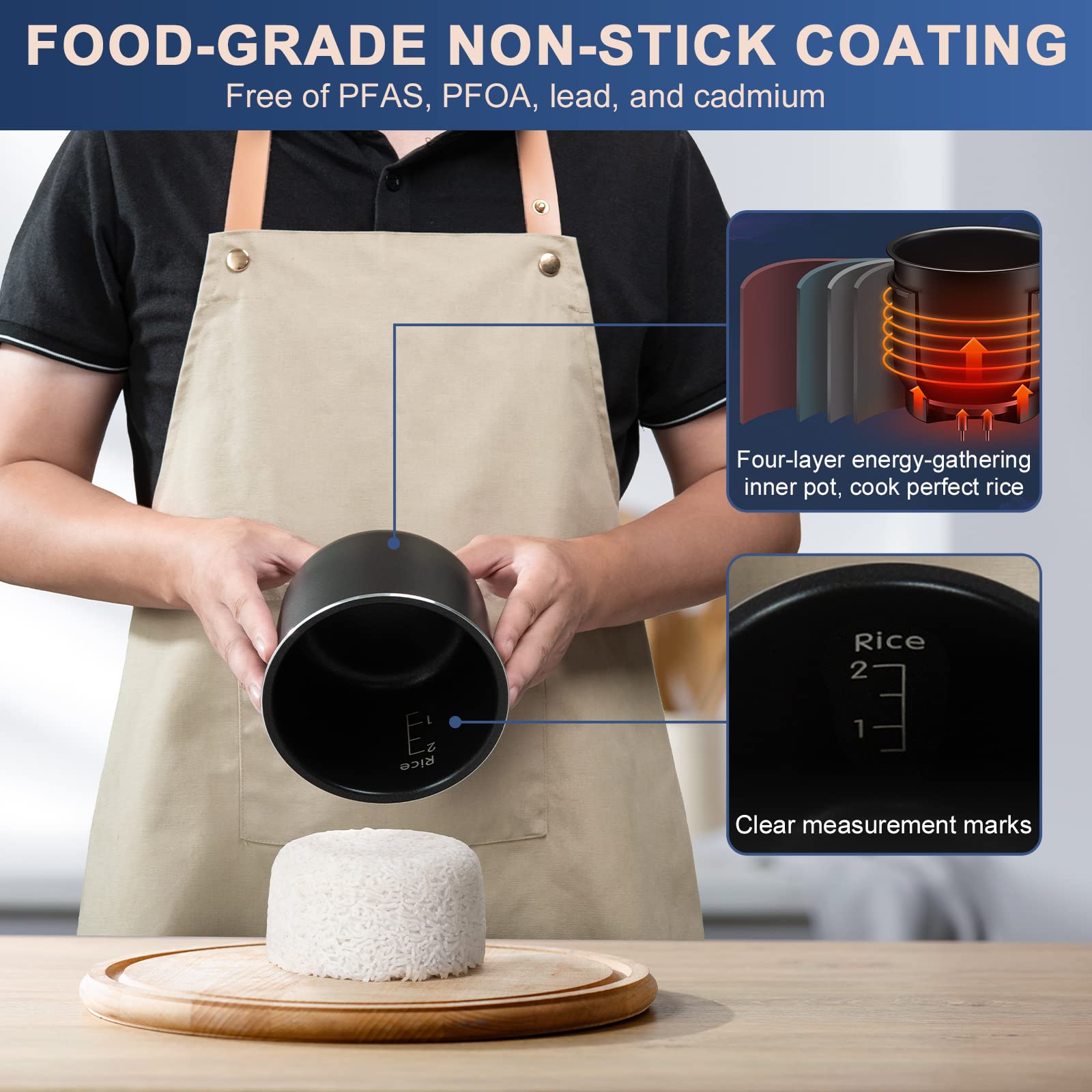 Bear Mini Rice Cooker rice paddle included for precise scooping.