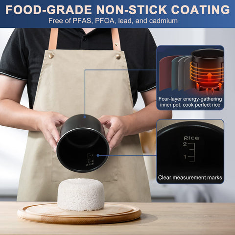 Bear Mini Rice Cooker rice paddle included for precise scooping.