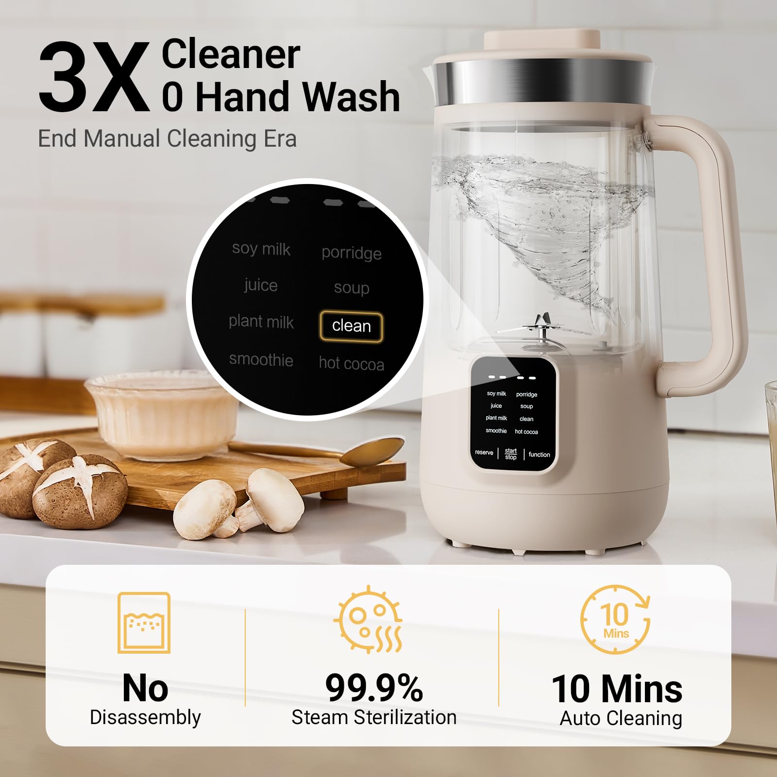 Bear Nut Milk Maker 12H delay start for overnight freshness.