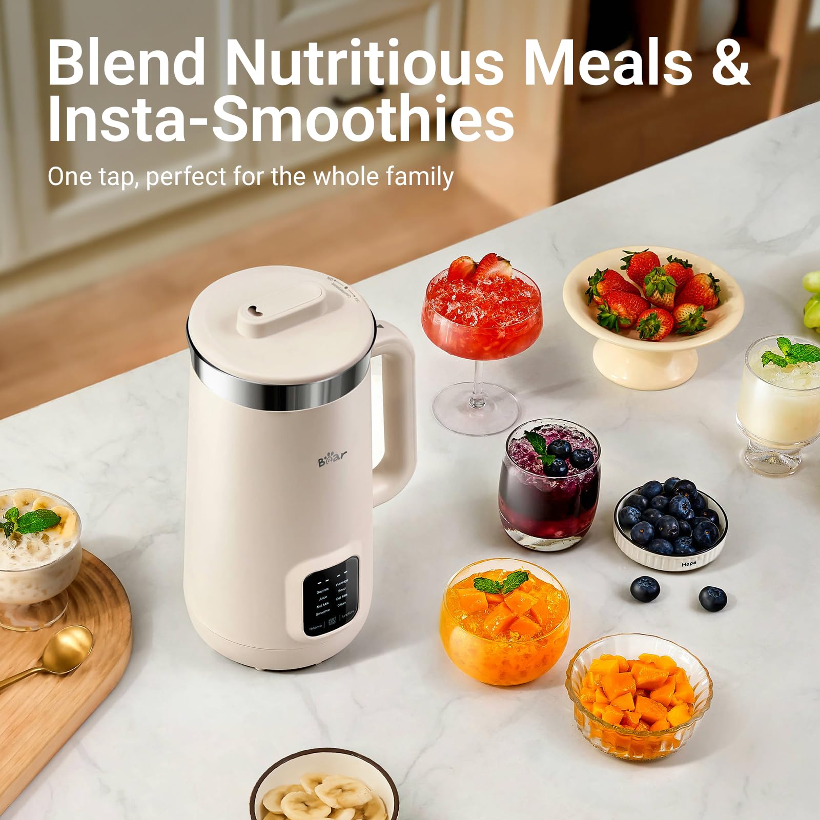 Bear Nut Milk Maker cup lid detection enhances safe operation.
