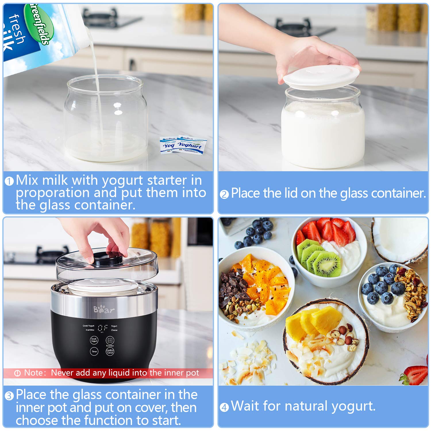 Bear Yogurt Maker included accessories guide