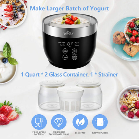 Bear Yogurt Maker two glass jars ready for storage
