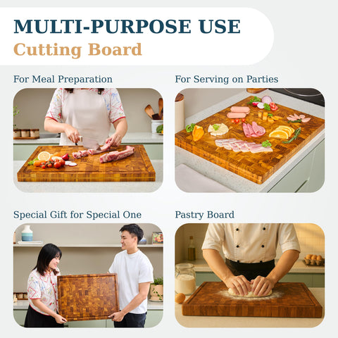 Bearchop Acacia cutting board with juice groove to catch spills