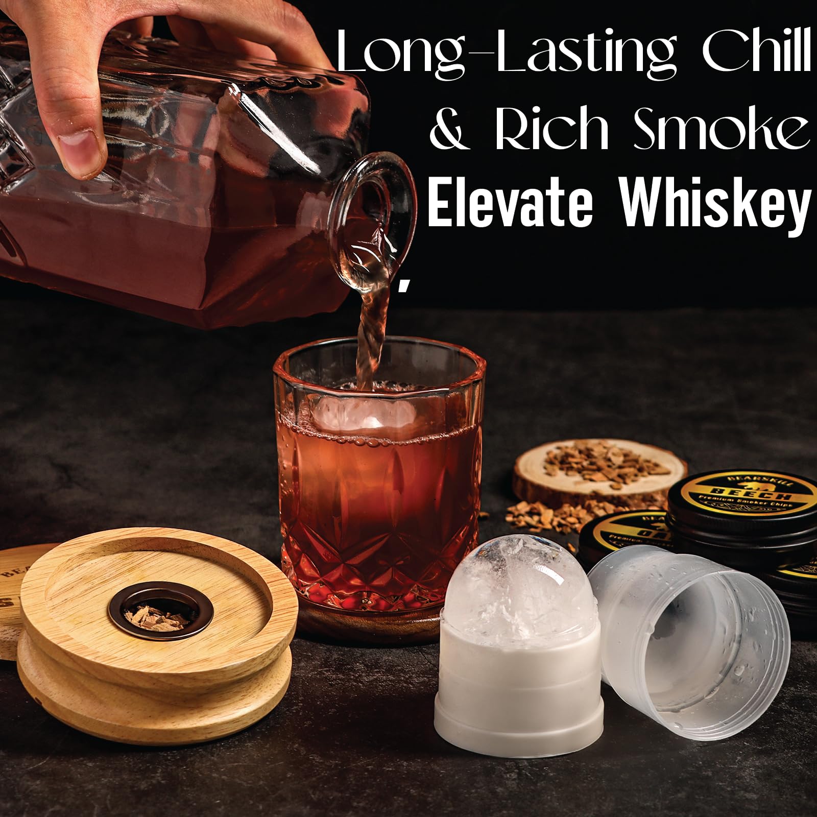 BearSkill cold smoke infuses drinks indoors or outdoors.