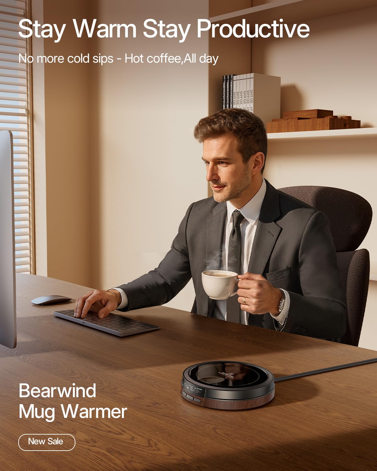 Bearwind display close-up shows temperature and timer for easy control.