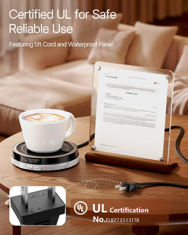 Bearwind mug warmer with timer and auto shut-off for safety and energy