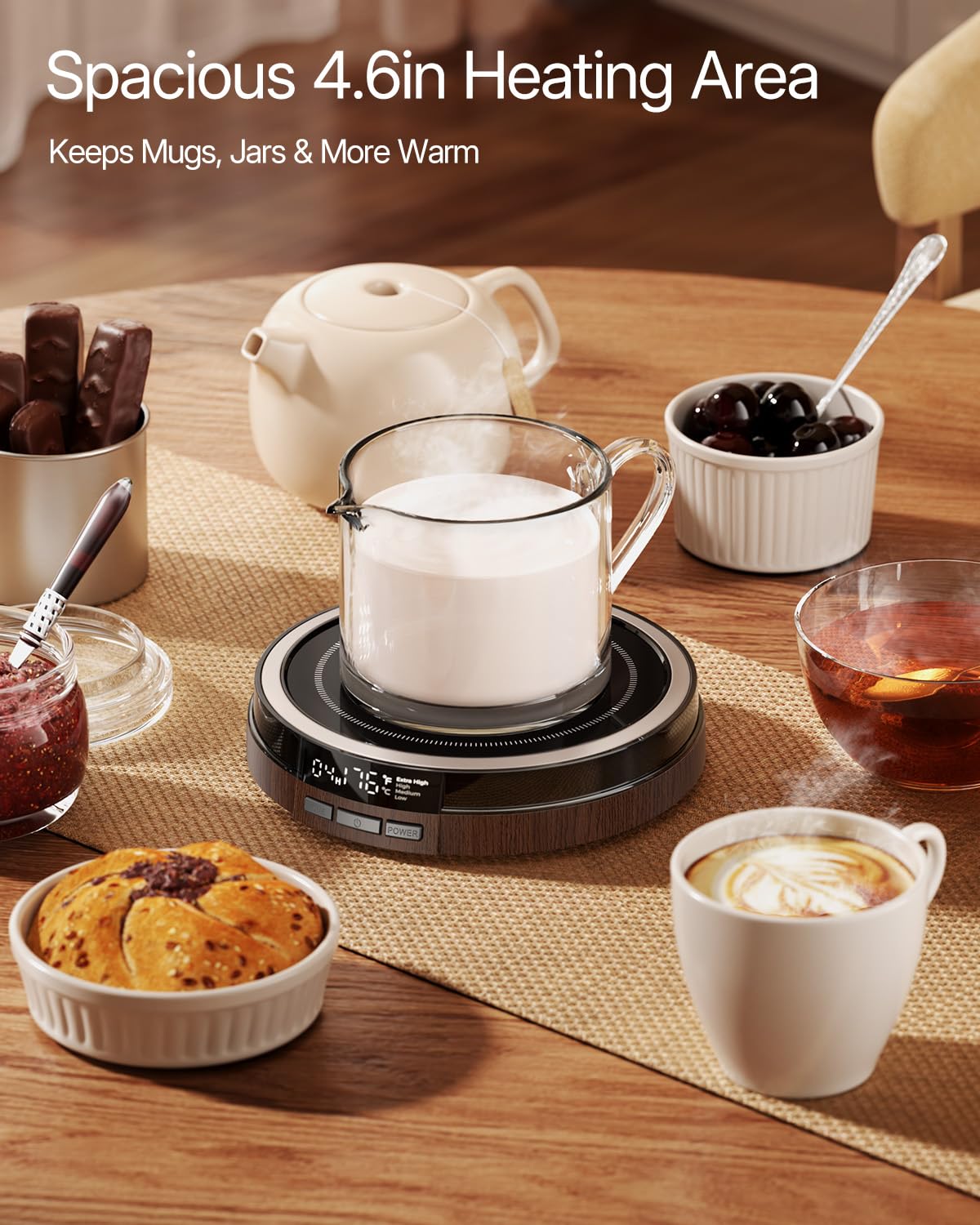 Bearwind mug warmer in use illustrating cozy desk setup.