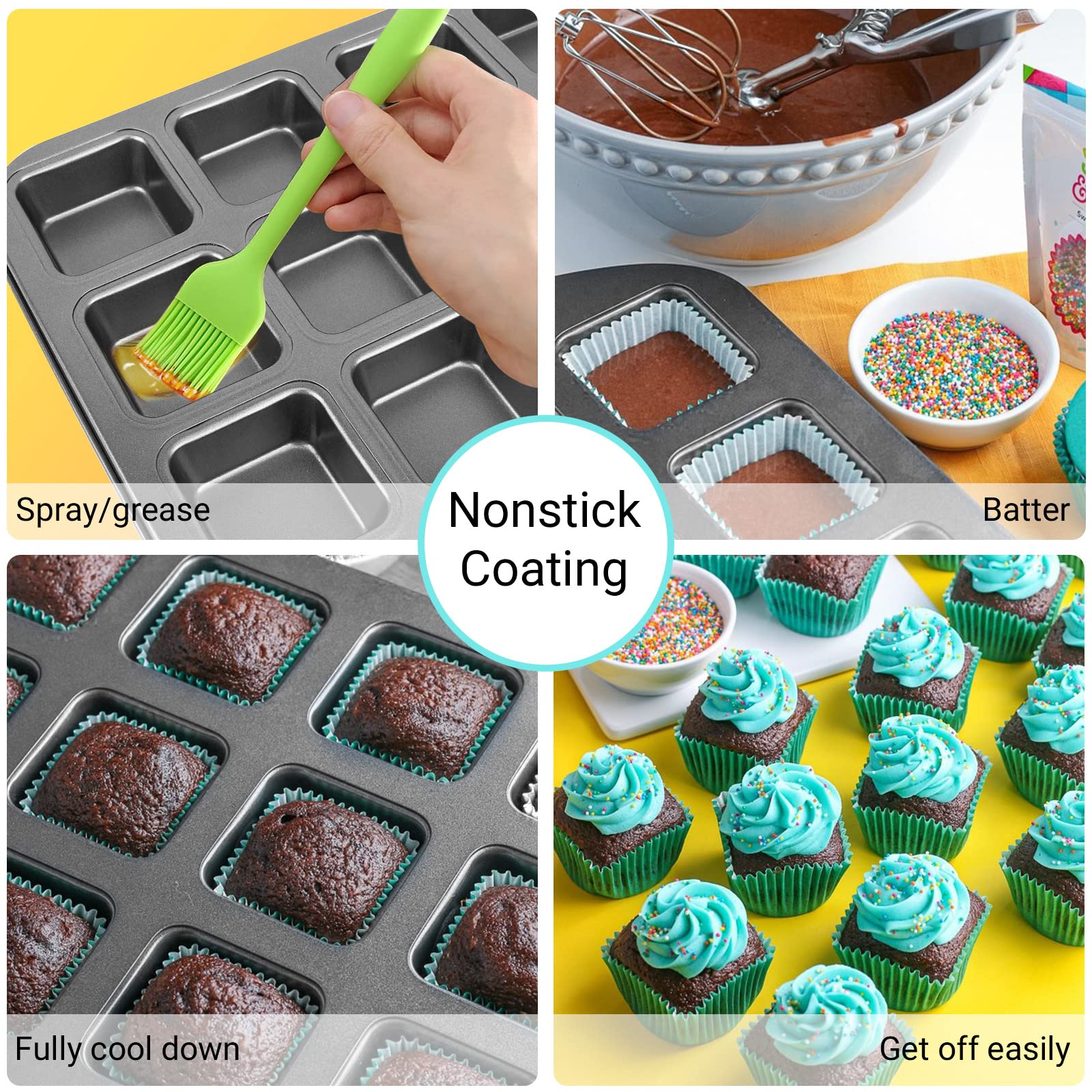 Beasea nonstick square baking pan ideal for muffins or mini loaves with clean release.