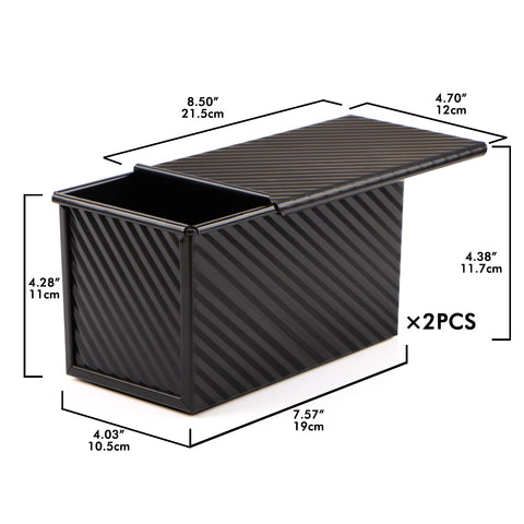 Beasea Pullman loaf pan with lid, lid-off view for easy batter loading.