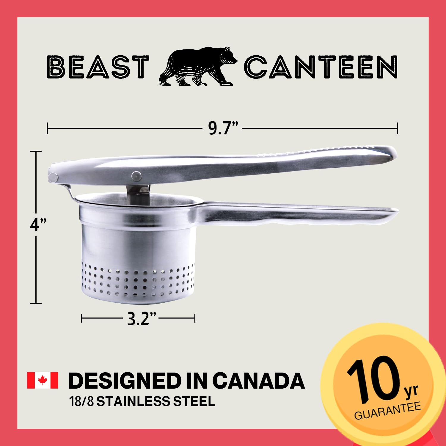 Beast Canteen Potato Ricer side-holes design prevents backflow and clogging