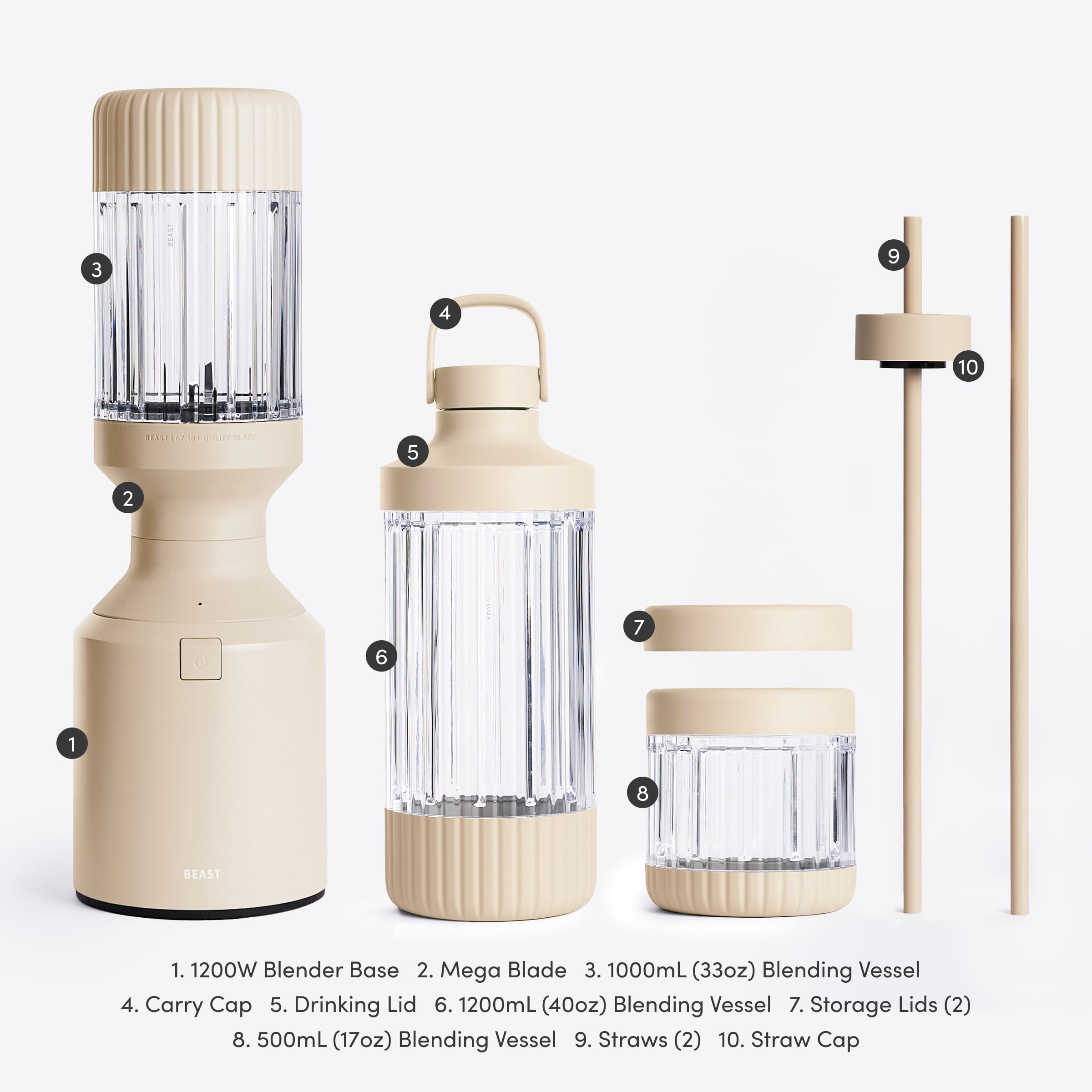 BEAST Mega three-vessel bundle displays multiple sizes with convenient storage lids.