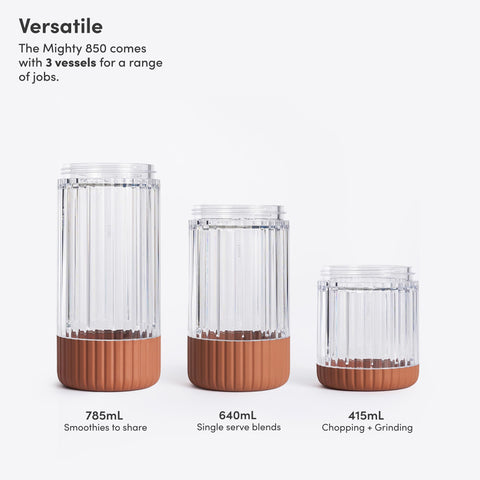 Beast Mighty 850 Plus vessels arranged for versatile batch blending.