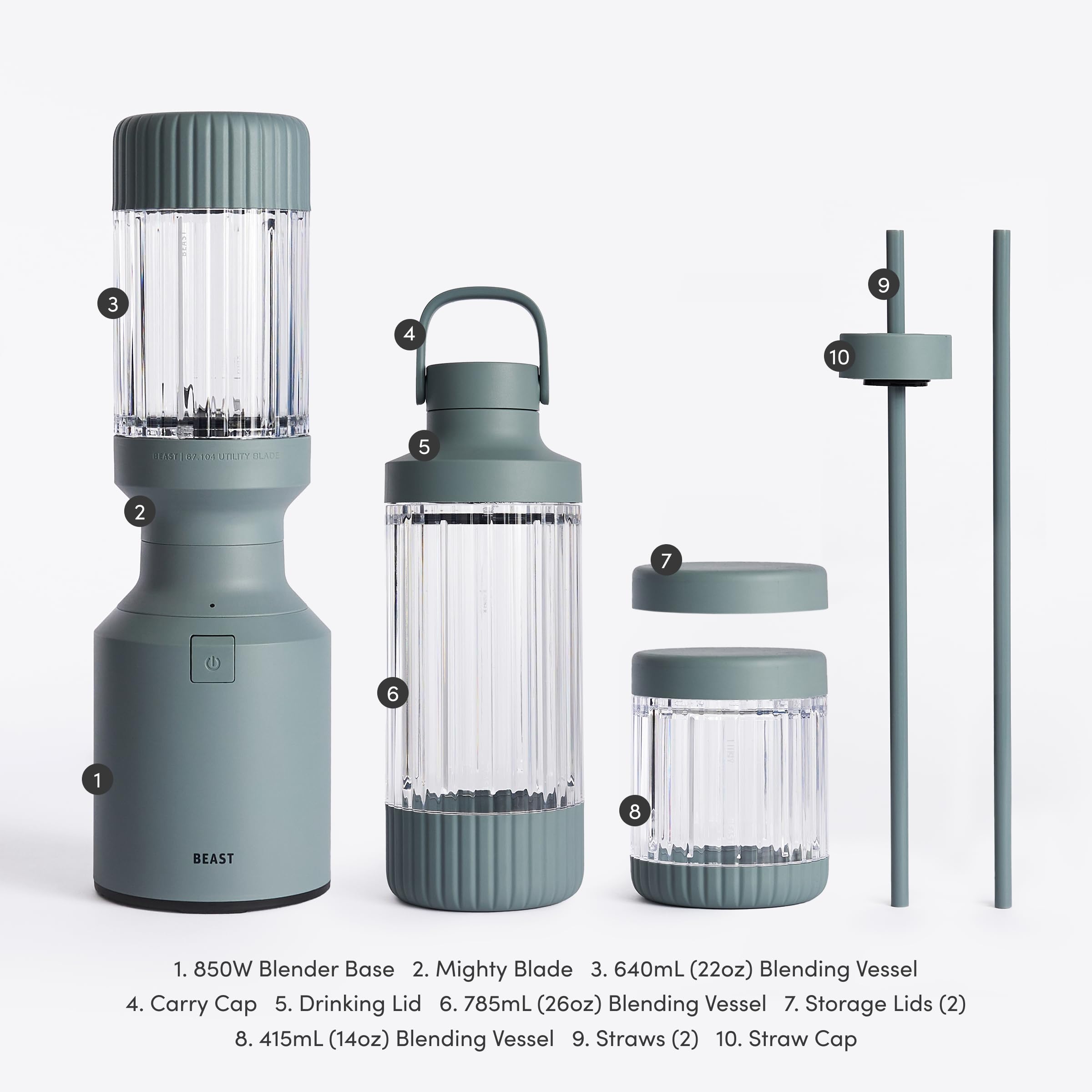 BEAST Mighty accessory set includes extra lids and straws for versatility.