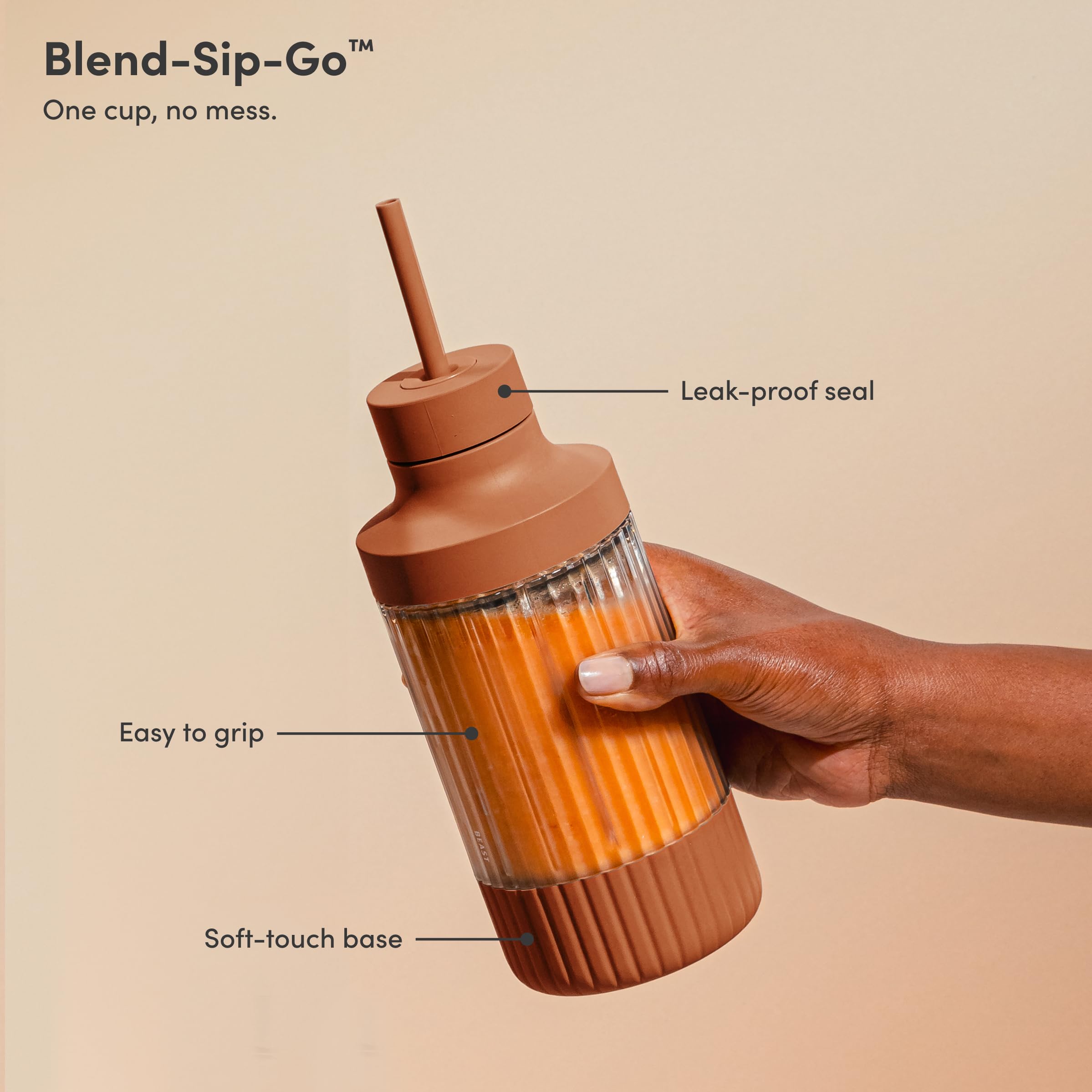 Beast Mini Blender straw cap with straws included for portable beverages