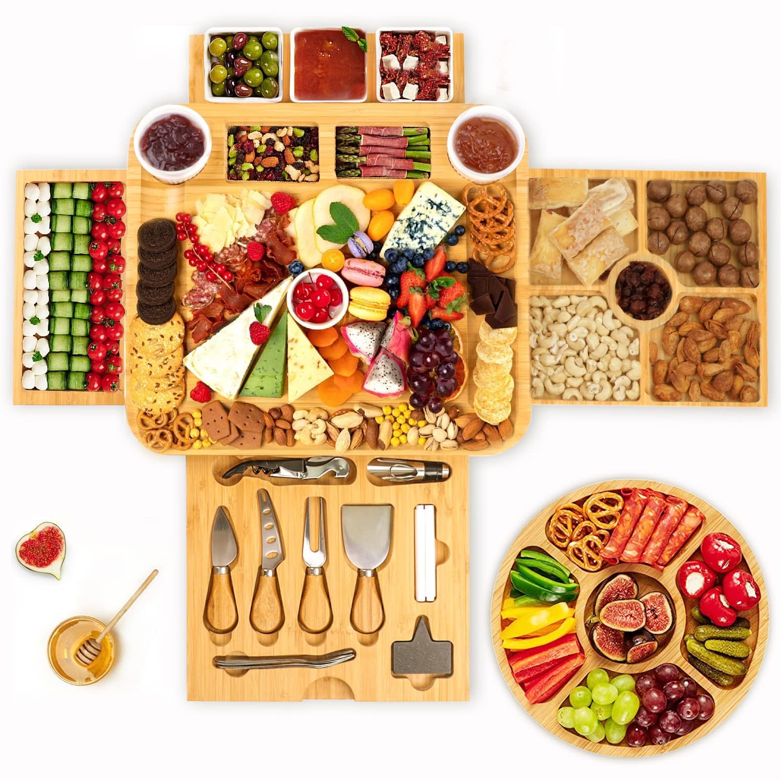 BEAUPLUS bamboo charcuterie board with natural finish for elegant entertaining