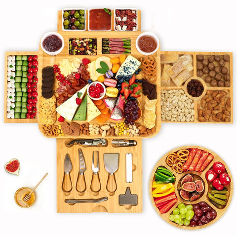 BEAUPLUS bamboo charcuterie board with natural finish for elegant entertaining