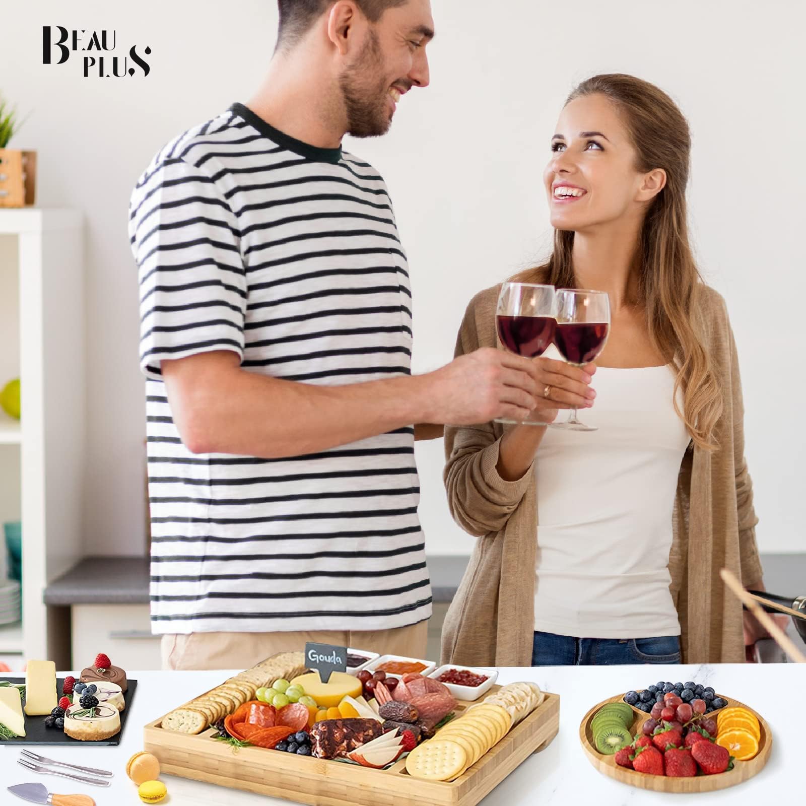 BEAUPLUS stainless steel blades and bamboo handles for easy slicing