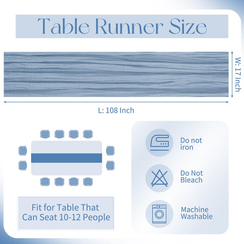 Beautane boho gauze runner in dusty blue adds romantic texture to receptions.