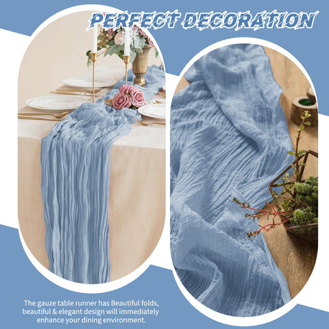 Beautane cheesecloth runner offers lightweight elegance for baby showers and parties.