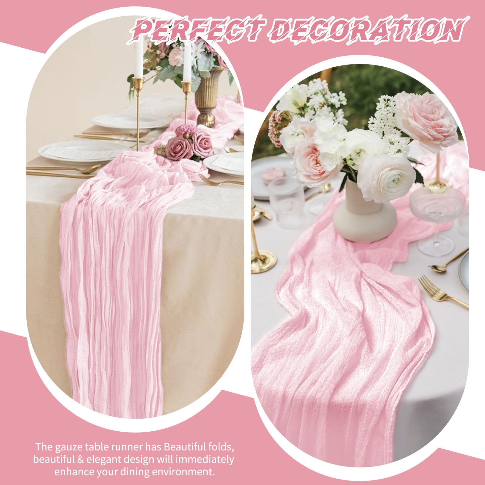 Beautane elegant draped table runner enhances arches and chairs